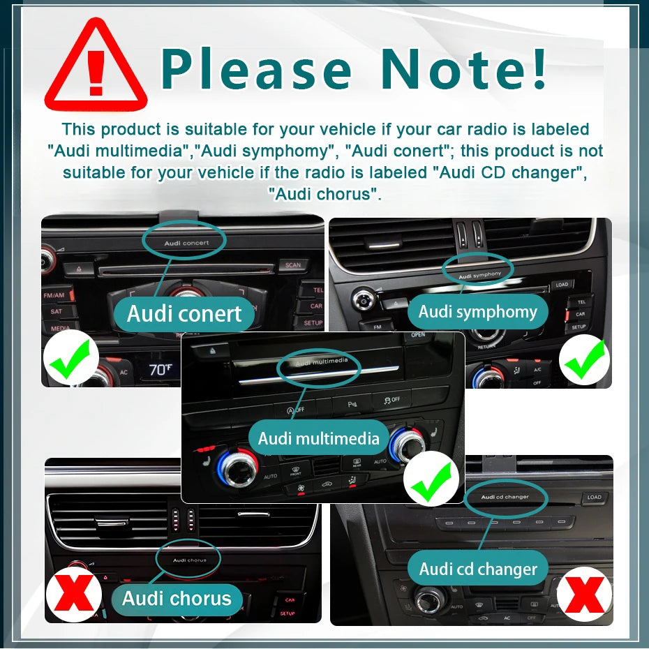 Écran multimédia CarPlay & Android Auto sans fil pour Audi Q5 (2009–2016) – Tactile HD 10,25" à 13"