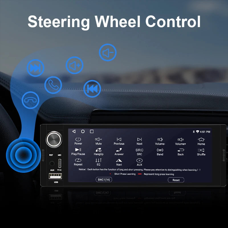 Autoradio 1 DIN universel CarPlay et Android Auto – Écran tactile HD