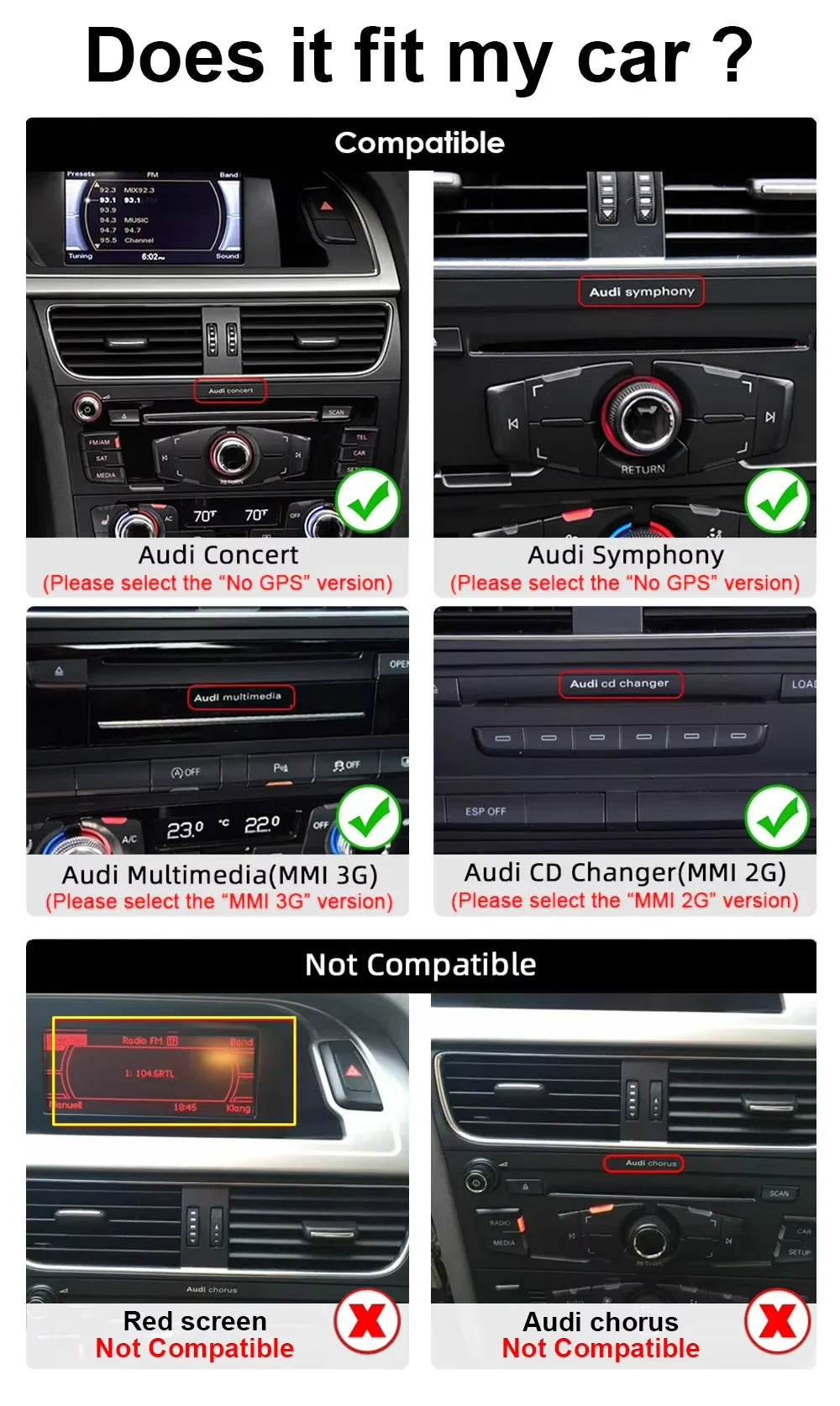 Autoradio Android CarPlay & Android Auto 12,3" pour Audi A4/A5 B8