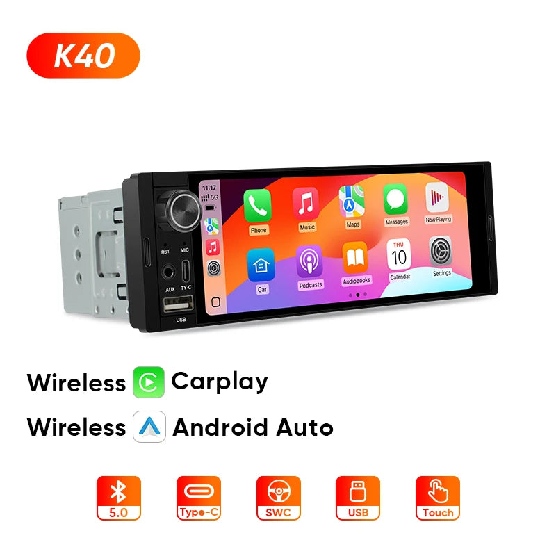 Autoradio 1 DIN universel CarPlay et Android Auto – Écran tactile HD