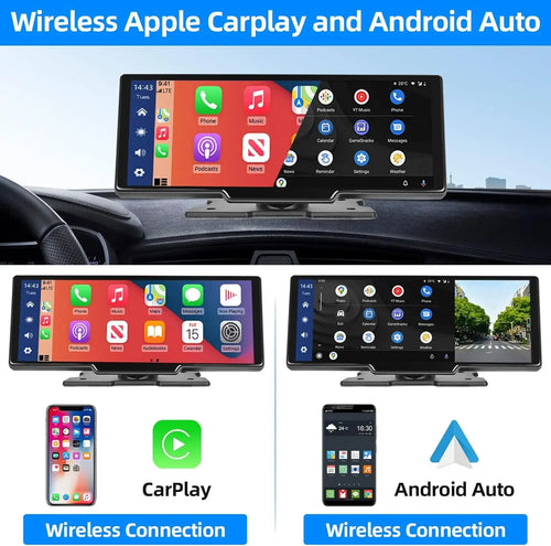 Écran CarPlay sans fil 10,26 pouces pour voiture – Android Auto, caméra de recul