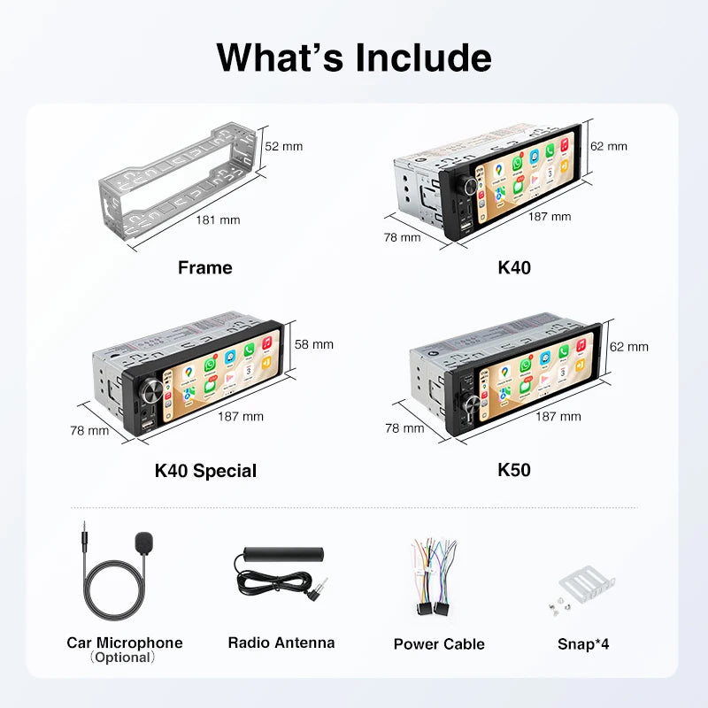 Autoradio 1 DIN universel CarPlay et Android Auto – Écran tactile HD