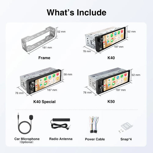Autoradio 1 DIN universel CarPlay et Android Auto – Écran tactile HD