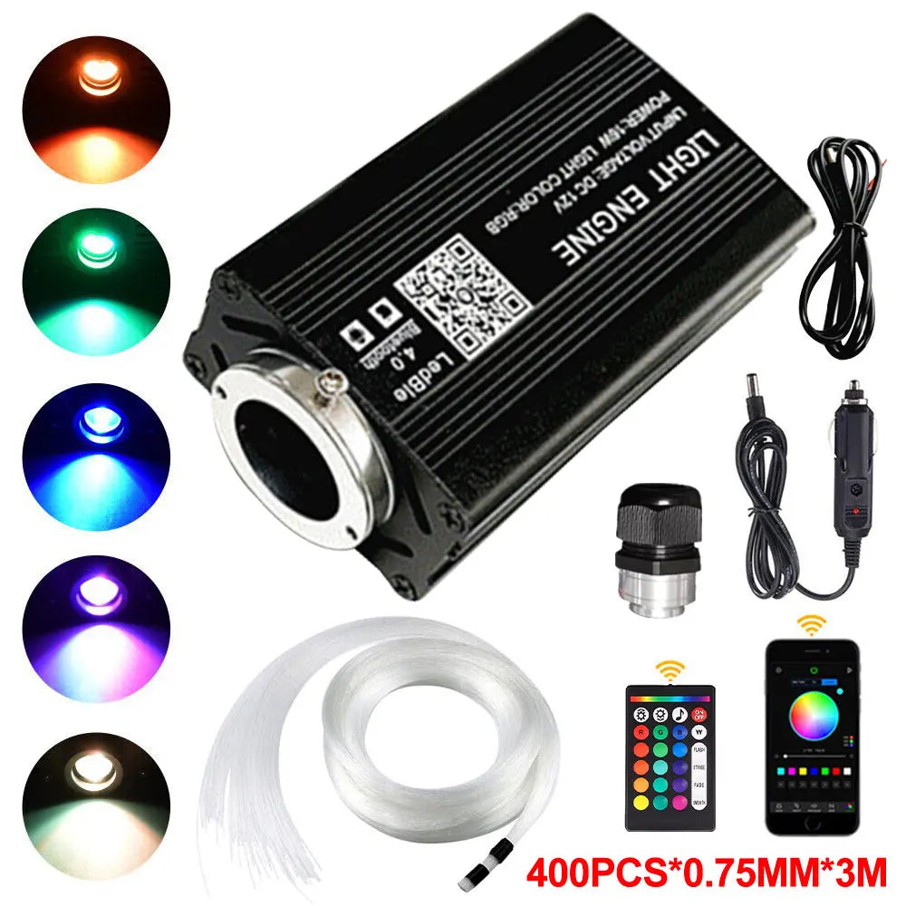 Kit Ciel Étoilé Fibre Optique pour Voiture – Éclairage RGB Bluetooth