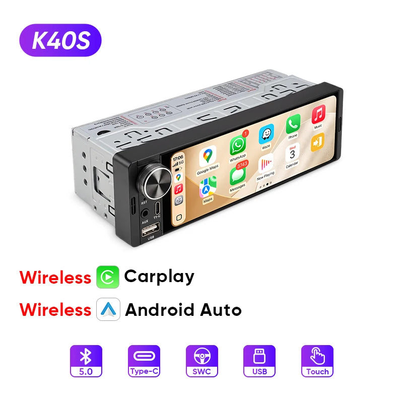 Autoradio 1 DIN universel CarPlay et Android Auto – Écran tactile HD